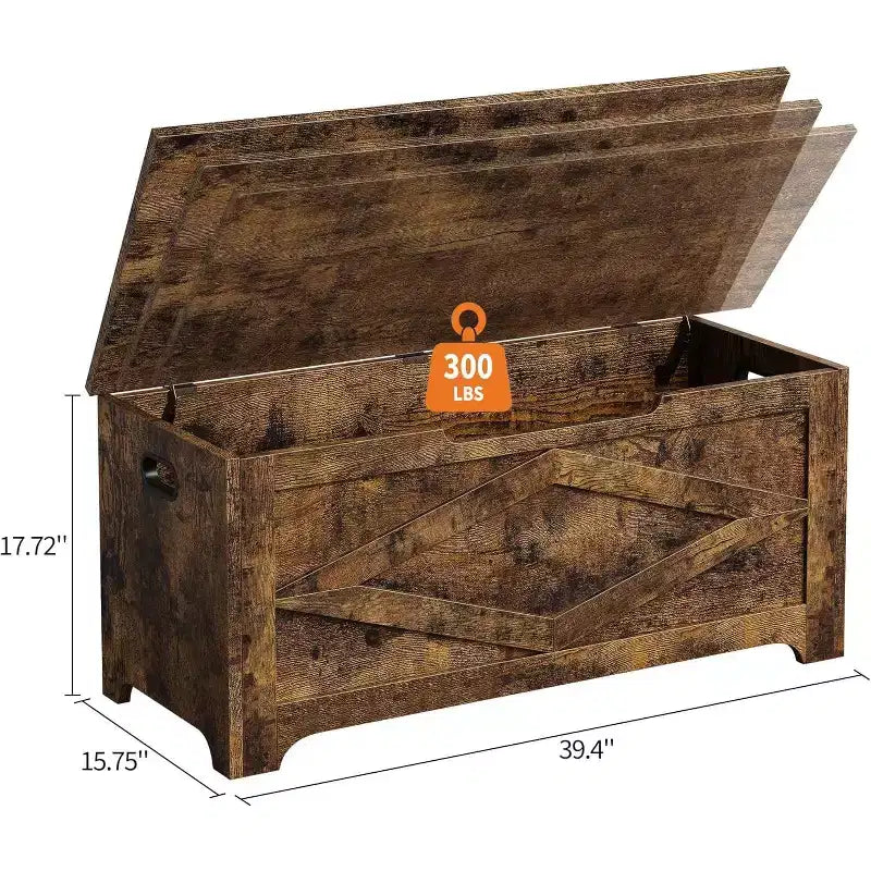 Coffre de rangement de 99,06 cm, Banc de rangement en bois avec charnières de sécurité, Montage facile, Grand banc à chaussures pour entrée, salon, chambre.