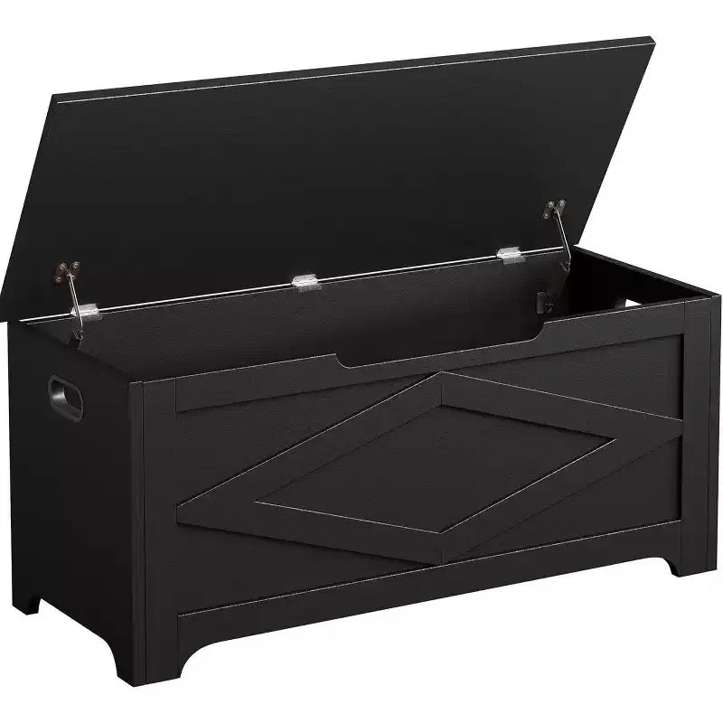 39.4 in Storage Chest, Wooden Storage Bench with Safety Hinges, Easy Assembly, Large Shoe Bench for Entryway, Living Room,Bedroom