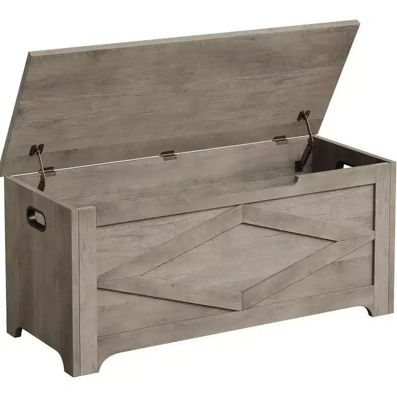 Coffre de rangement de 99,06 cm, Banc de rangement en bois avec charnières de sécurité, Montage facile, Grand banc à chaussures pour entrée, salon, chambre.