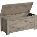 Coffre de rangement de 99,06 cm, Banc de rangement en bois avec charnières de sécurité, Montage facile, Grand banc à chaussures pour entrée, salon, chambre.