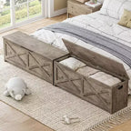47.2 po Coffre de rangement, Banc de rangement en bois avec charnières de sécurité, Facile à monter, Grand banc à chaussures pour l'entrée, le salon, la chambre