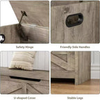 47.2 po Coffre de rangement, Banc de rangement en bois avec charnières de sécurité, Facile à monter, Grand banc à chaussures pour l'entrée, le salon, la chambre