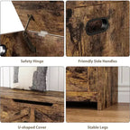 47.2 po Coffre de rangement, Banc de rangement en bois avec charnières de sécurité, Facile à monter, Grand banc à chaussures pour l'entrée, le salon, la chambre