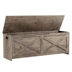 47.2 po Coffre de rangement, Banc de rangement en bois avec charnières de sécurité, Facile à monter, Grand banc à chaussures pour l'entrée, le salon, la chambre