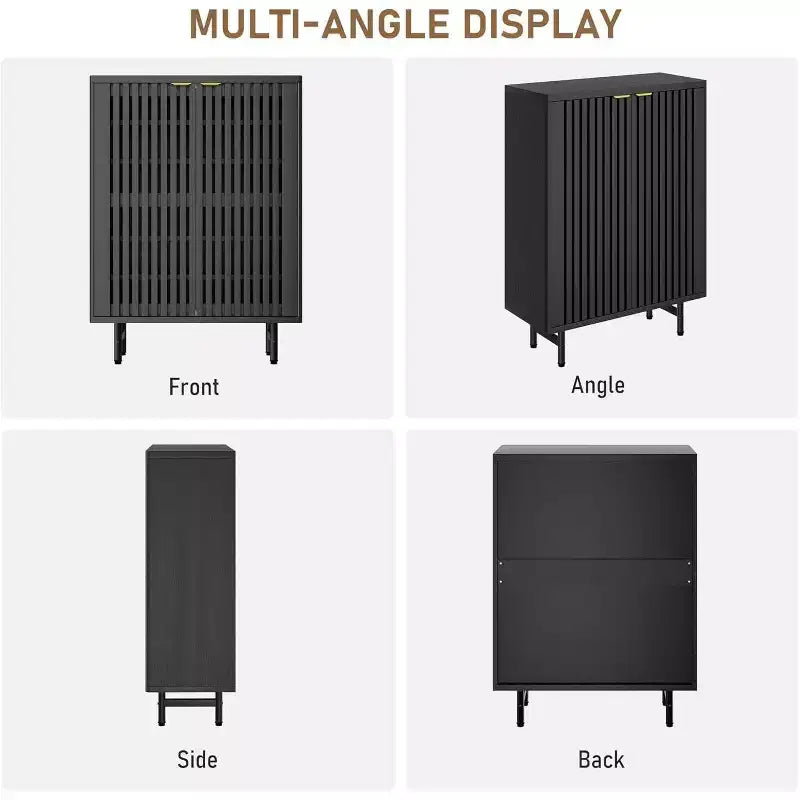 Meuble à chaussures en bois à 6 niveaux avec portes persiennes, étagère à chaussures étroite autoportante, meuble de rangement pour entrée, peut contenir 24 paires de chaussures, mobilier de couloir moderne.