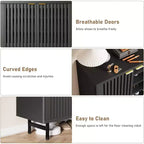 Meuble à chaussures en bois à 6 niveaux avec portes persiennes, étagère à chaussures étroite autoportante, meuble de rangement pour entrée, peut contenir 24 paires de chaussures, mobilier de couloir moderne.