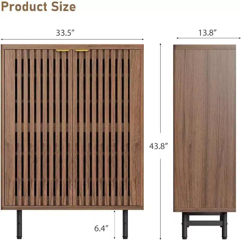 Meuble à chaussures en bois à 6 niveaux avec portes persiennes, étagère à chaussures étroite autoportante, meuble de rangement pour entrée, peut contenir 24 paires de chaussures, mobilier de couloir moderne.