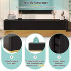 Meuble TV JVNOXK pour téléviseurs jusqu'à 85 pouces, console média avec plateau en faux marbre et 4 tiroirs, base dorée, centre de divertissement moderne pour salon, noir
