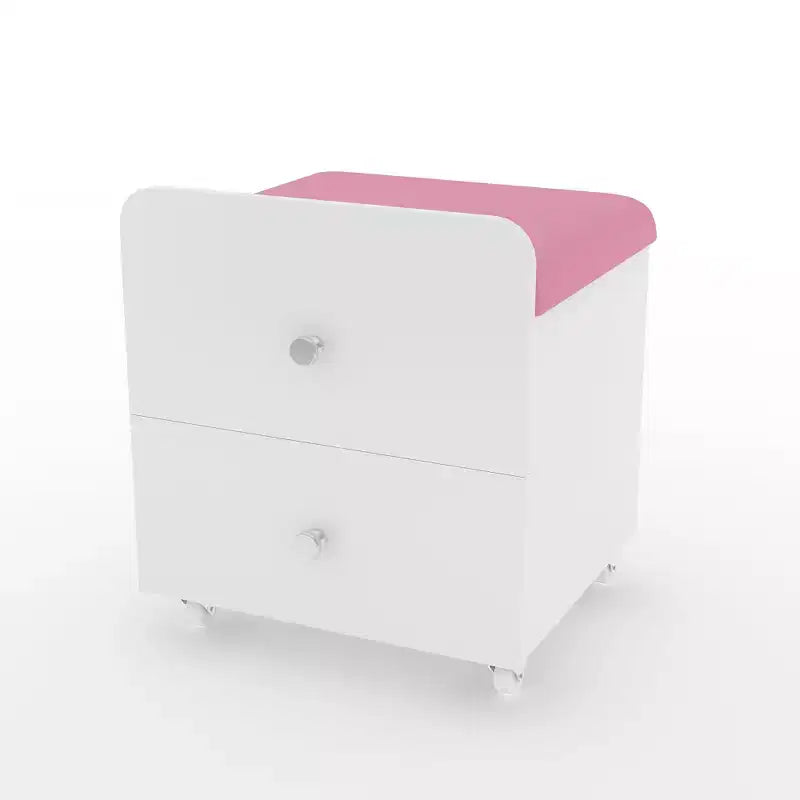 Chaise de coiffeuse Acekool avec tiroir de rangement, pouf en PU 44x38,5x44 cm avec roulettes verrouillables, siège de maquillage moderne pour chambre à coucher