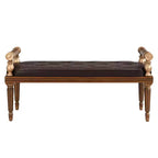 Banc capitonné en similicuir Christopher Knight Home Dana Mid-Century Modern en bois d'hévéa
