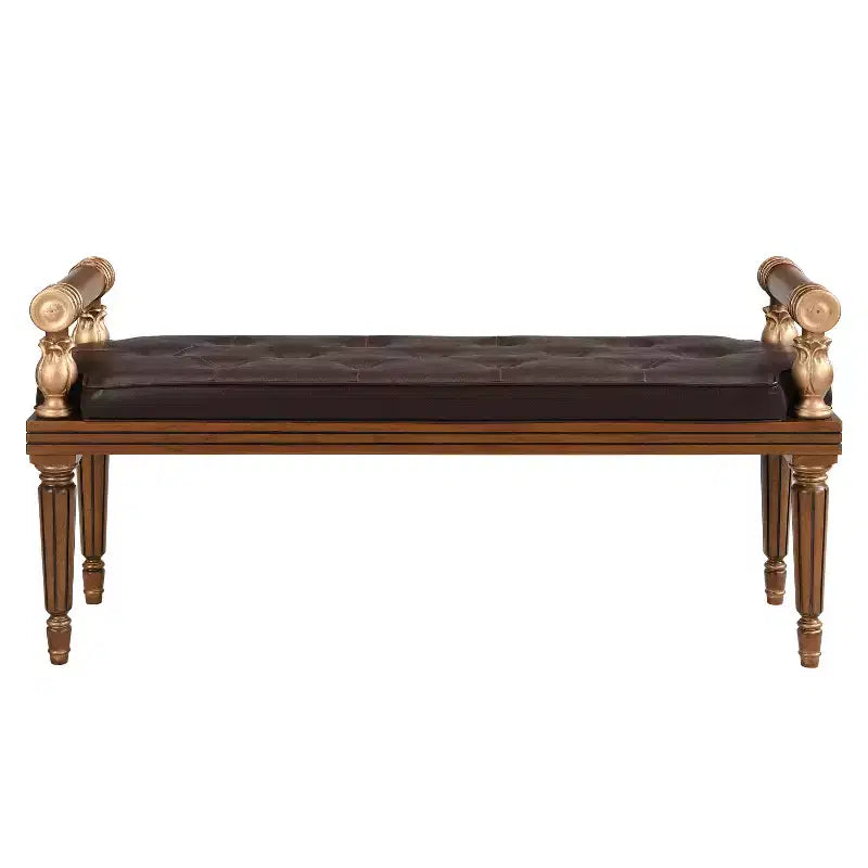 Banc capitonné en similicuir Christopher Knight Home Dana Mid-Century Modern en bois d'hévéa