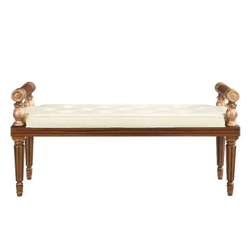 Banc capitonné en similicuir Christopher Knight Home Dana Mid-Century Modern en bois d'hévéa