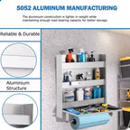 Armoire de rangement en aluminium 5052, armoire à outils murale à 3 niveaux avec table de travail rabattable et porte-serviettes en papier, conception peu encombrante, idéale