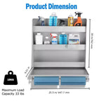 Armoire de rangement en aluminium 5052, armoire à outils murale à 3 niveaux avec table de travail rabattable et porte-serviettes en papier, conception peu encombrante, idéale