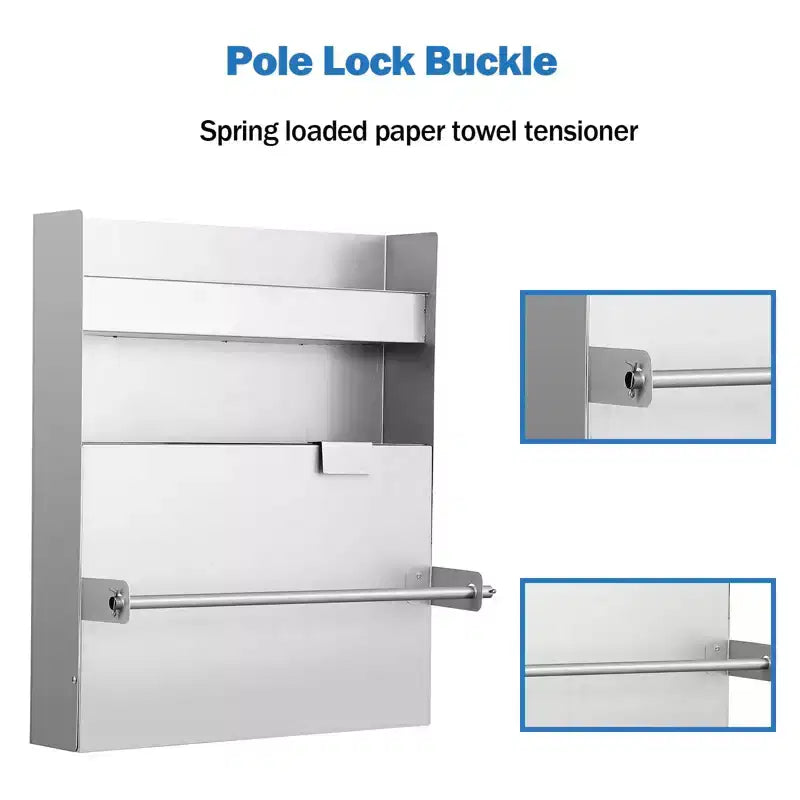 Armoire de rangement en aluminium 5052, armoire à outils murale à 3 niveaux avec table de travail rabattable et porte-serviettes en papier, conception peu encombrante, idéale