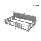 Lits de sol Montessori jumeaux modernes Okak avec armoires de rangement et ports USB, lit plateforme en bois pour chambre d'enfant, chambre à coucher