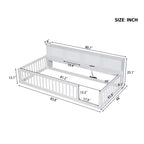 Lits de sol Montessori jumeaux modernes Okak avec armoires de rangement et ports USB, lit plateforme en bois pour chambre d'enfant, chambre à coucher