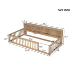 Lits de sol Montessori jumeaux modernes Okak avec armoires de rangement et ports USB, lit plateforme en bois pour chambre d'enfant, chambre à coucher