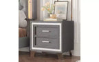 TUYOHW Table de Chevet 2 Tiroirs en Velours, Petite Table d'Appoint Rustique-Chic avec Bande Pailletée Argentée et Pieds en Métal, pour Chambre à Coucher