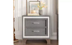 TUYOHW Table de Chevet 2 Tiroirs en Velours, Petite Table d'Appoint Rustique-Chic avec Bande Pailletée Argentée et Pieds en Métal, pour Chambre à Coucher