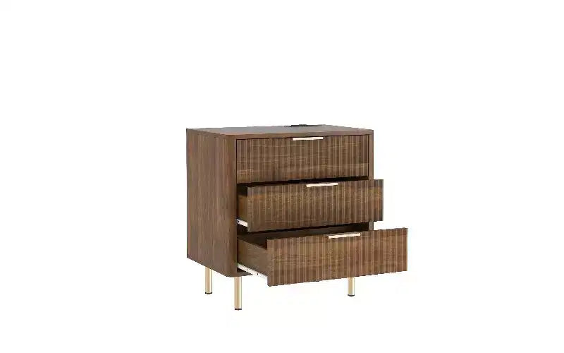 Table de chevet moderne TUYOHW avec station de charge et veilleuse à commande vocale, table d'appoint multi-rangements avec armoire de rangement pour chambre à coucher