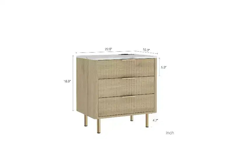 Table de chevet moderne TUYOHW avec station de charge et veilleuse à commande vocale, table d'appoint multi-rangements avec armoire de rangement pour chambre à coucher