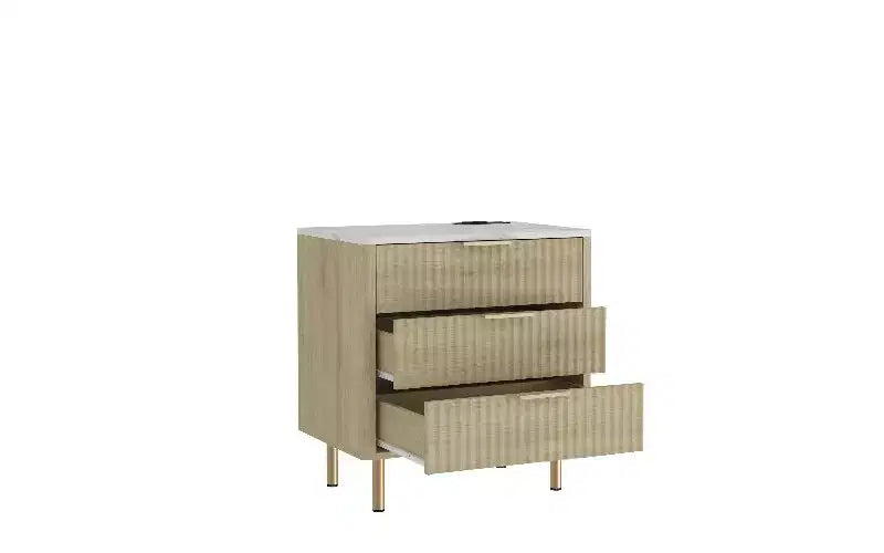 Table de chevet moderne TUYOHW avec station de charge et veilleuse à commande vocale, table d'appoint multi-rangements avec armoire de rangement pour chambre à coucher