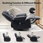 Fauteuil Inclinable à Bascule pour Adultes avec Massage Vibrant et Chauffant, Fauteuil Inclinable Glider à Bascule Pivotant à 360°, Fauteuil Paresseux Manuel Extra Large