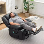 Fauteuil Inclinable à Bascule pour Adultes avec Massage Vibrant et Chauffant, Fauteuil Inclinable Glider à Bascule Pivotant à 360°, Fauteuil Paresseux Manuel Extra Large
