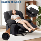 Fauteuil Inclinable à Bascule pour Adultes avec Massage Vibrant et Chauffant, Fauteuil Inclinable Glider à Bascule Pivotant à 360°, Fauteuil Paresseux Manuel Extra Large
