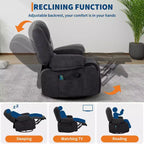 Fauteuil Inclinable à Bascule pour Adultes avec Massage Vibrant et Chauffant, Fauteuil Inclinable Glider à Bascule Pivotant à 360°, Fauteuil Paresseux Manuel Extra Large