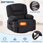 Fauteuil Inclinable à Bascule pour Adultes avec Massage Vibrant et Chauffant, Fauteuil Inclinable Glider à Bascule Pivotant à 360°, Fauteuil Paresseux Manuel Extra Large