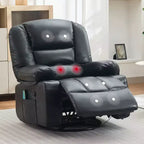 Fauteuil Inclinable à Bascule pour Adultes avec Massage Vibrant et Chauffant, Fauteuil Inclinable Glider à Bascule Pivotant à 360°, Fauteuil Paresseux Manuel Extra Large