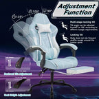 Chaise de jeu MAYEERTY, Chaise d'ordinateur, Chaise ergonomique avec repose-pieds et soutien lombaire pour salon Bleu
