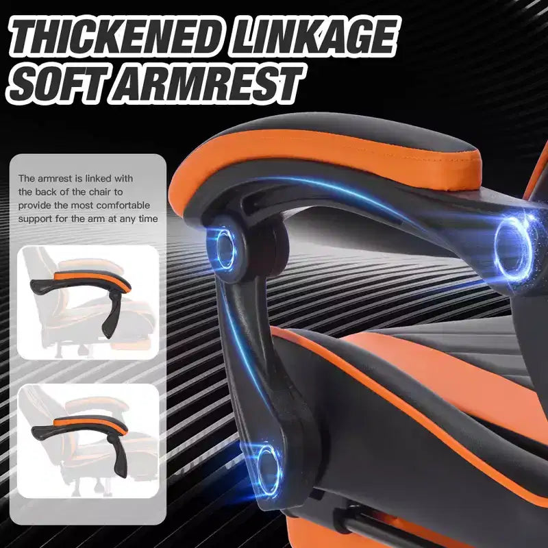 Chaise de jeu MAYEERTY avec repose-pieds, chaise d'ordinateur ergonomique avec appui-tête et support lombaire, chaises de jeu vidéo réglables en hauteur Noir Orange