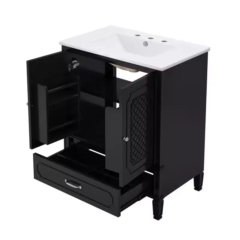 Ensemble de meuble-lavabo de salle de bain en bois de 60 pouces avec double vasque, grand meuble de salle de bain autoportant avec tiroir