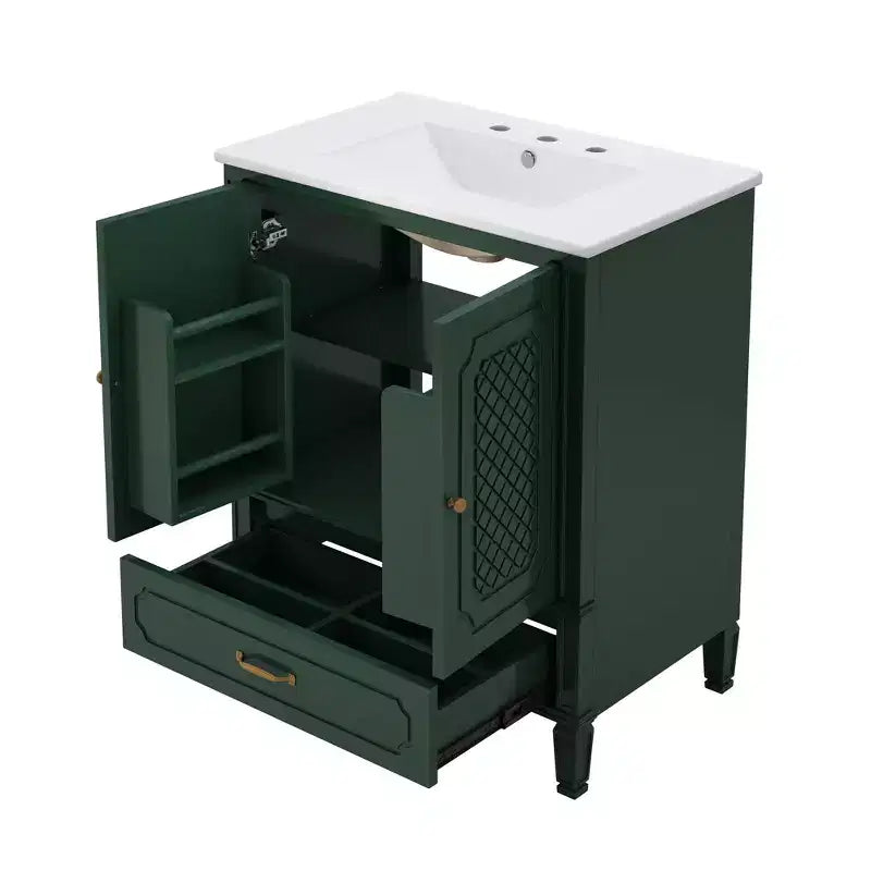 Ensemble de meuble-lavabo de salle de bain en bois de 60 pouces avec double vasque, grand meuble de salle de bain autoportant avec tiroir