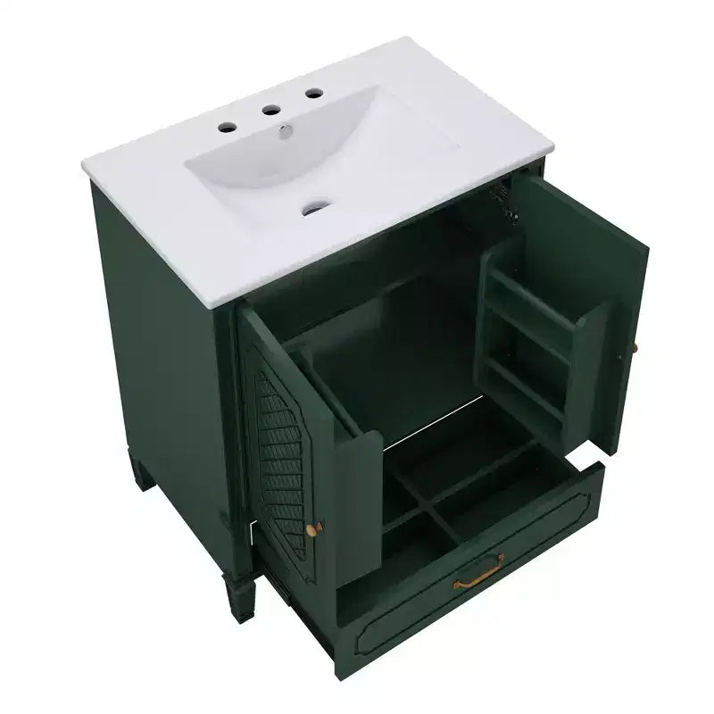 Ensemble de meuble-lavabo de salle de bain en bois de 60 pouces avec double vasque, grand meuble de salle de bain autoportant avec tiroir