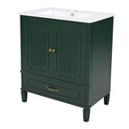 Ensemble de meuble-lavabo de salle de bain en bois de 60 pouces avec double vasque, grand meuble de salle de bain autoportant avec tiroir