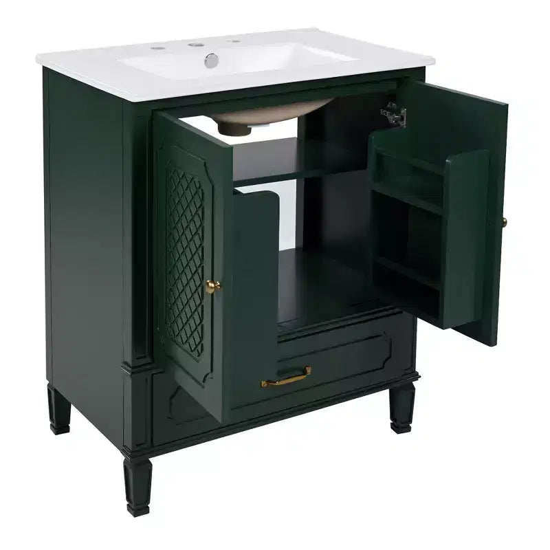 Ensemble de meuble-lavabo de salle de bain en bois de 60 pouces avec double vasque, grand meuble de salle de bain autoportant avec tiroir