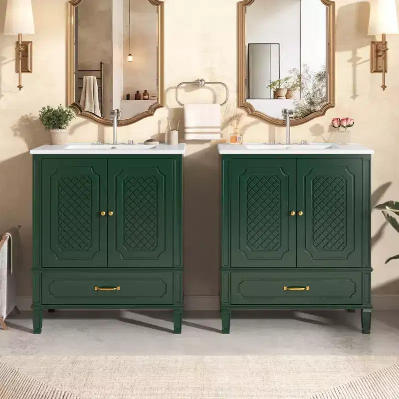 Ensemble de meuble-lavabo de salle de bain en bois de 60 pouces avec double vasque, grand meuble de salle de bain autoportant avec tiroir