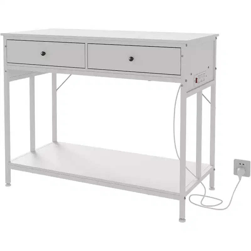 Meuble de support pour aquarium de 150 à 190 litres avec prises, 2 supports d'aquarium et de terrarium avec tiroirs de rangement, pieds réglables en hauteur, capacité de 300 kg, blanc