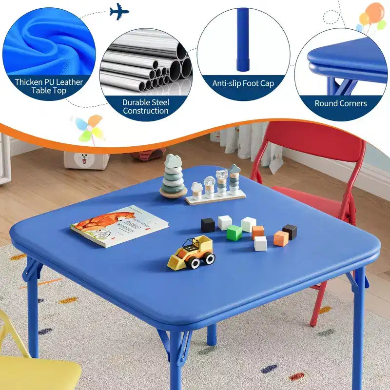 Ensemble table et chaises pliantes Acekool pour enfants, ensemble de table d'activités 3 ou 5 pièces pour garçons et filles pour salle à manger, garderie, salle de classe