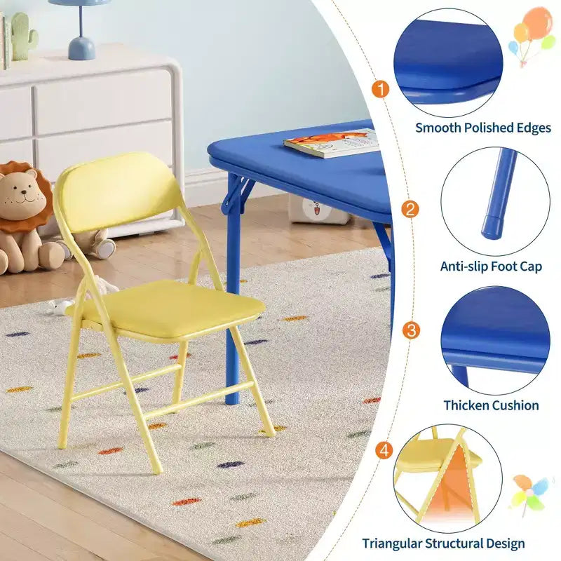 Ensemble table et chaises pliantes Acekool pour enfants, ensemble de table d'activités 3 ou 5 pièces pour garçons et filles pour salle à manger, garderie, salle de classe