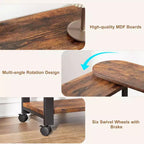 Table d'appoint pivotante à 360° COZONY avec station de charge, table d'appoint mobile avec roulettes et rangement