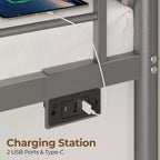 Lit superposé Greenstell - Bandes lumineuses LED à intensité variable, ports de charge USB, lit gigogne et convertible en 2 lits