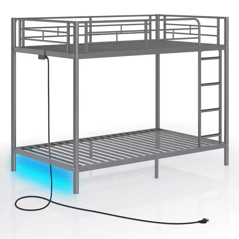 Lit superposé Greenstell - Bandes lumineuses LED à intensité variable, ports de charge USB, lit gigogne et convertible en 2 lits