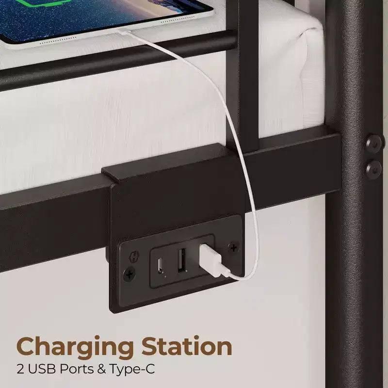 Lit superposé Greenstell - Bandes lumineuses LED à intensité variable, ports de charge USB, lit gigogne et convertible en 2 lits