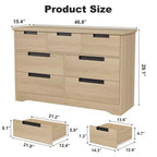 Commode à 7 tiroirs avec poignées intégrées, commode en bois moderne pour chambre à coucher, chambre d'enfant, salon, montage facile, sécurité anti-basculement