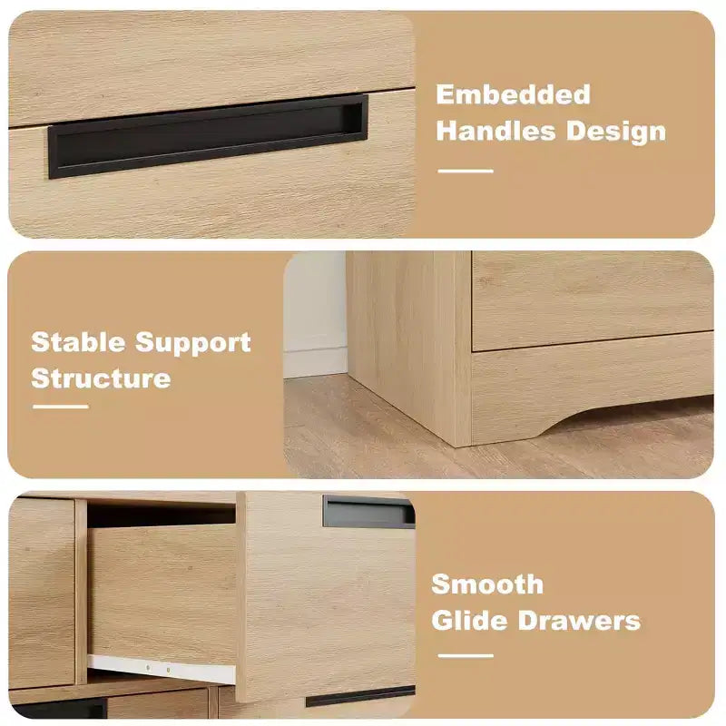Commode à 7 tiroirs avec poignées intégrées, commode en bois moderne pour chambre à coucher, chambre d'enfant, salon, montage facile, sécurité anti-basculement
